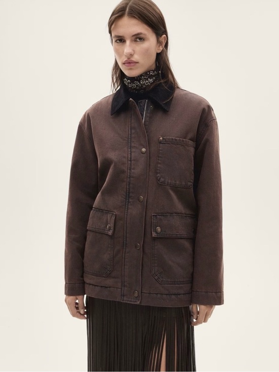 Mango Jackets & Blazers - Mango Barn Jacket with Contrasting Collar